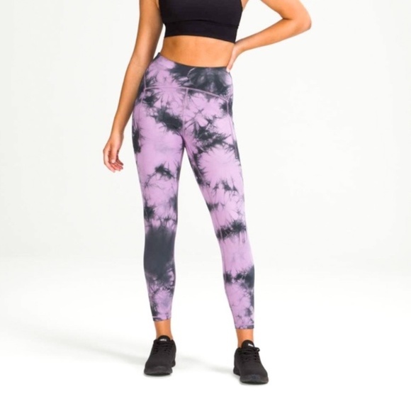 Lululemon Power Thru High-Rise Legging Tie Dye Purple Black Size 4 - Picture 1 of 7